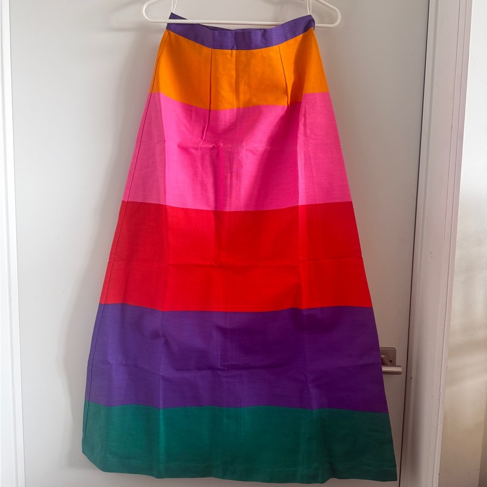 RAYMODES Vintage Multicolor Stripe Maxi Skirt Color block size Medium